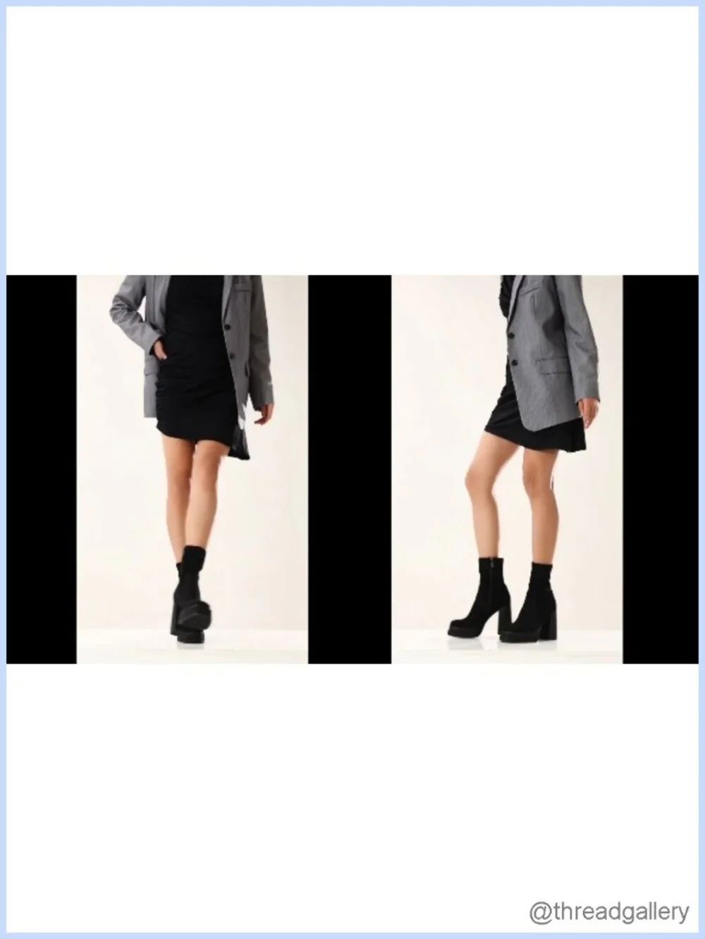 Women's Platform Ankle Boots Chunky High Heel Square Toe Stretchy PU Go-Go